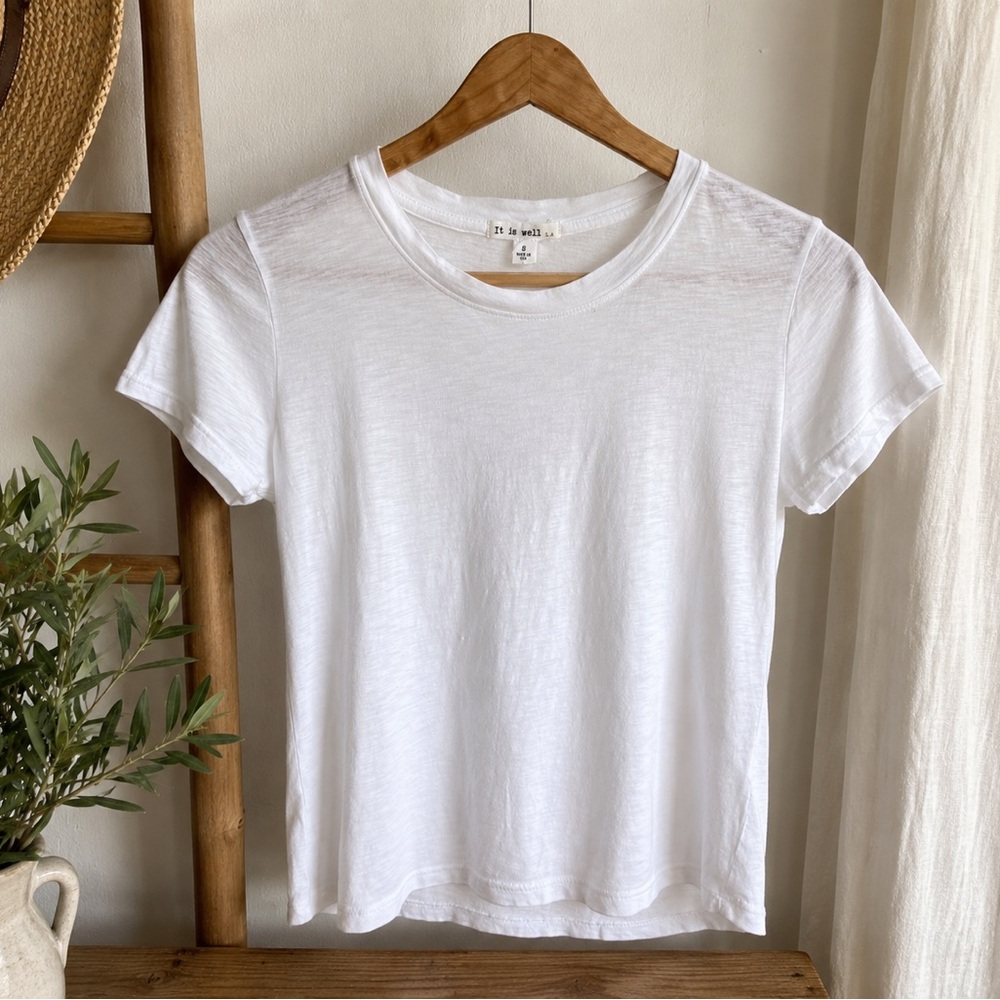 It Is Well L.A. White Slub Tee Made in USA Minimalist Basic Top